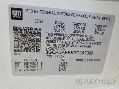 Zdjęcie 12 z 12 samochodu: 2023 CHEVROLET SILVERADO K1500 VIN:3GCPDAEK9PG107329 - miniatura