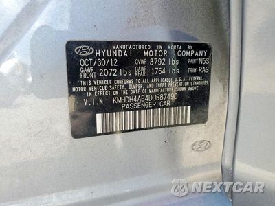 Zdjęcie 12 z 12 samochodu: 2013 HYUNDAI ELANTRA LIMITED VIN:KMHDH4AE4DU687490 - miniatura
