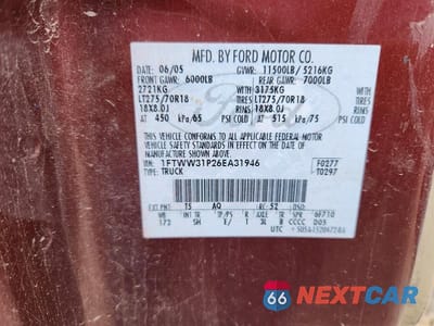 Zdjęcie 13 z 13 samochodu: 2006 FORD F350 SRW SUPER DUTY VIN:1FTWW31P26EA31946 - miniatura