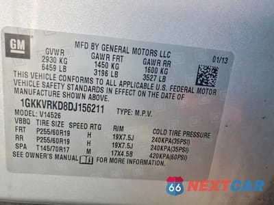 Zdjęcie 13 z 13 samochodu: 2013 GMC ACADIA SLT-1 VIN:1GKKVRKD8DJ156211 - miniatura