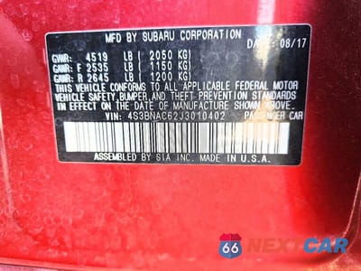 Zdjęcie 13 z 13 samochodu: 2018 SUBARU LEGACY 2.5I PREMIUM VIN:4S3BNAC62J3010402 - miniatura