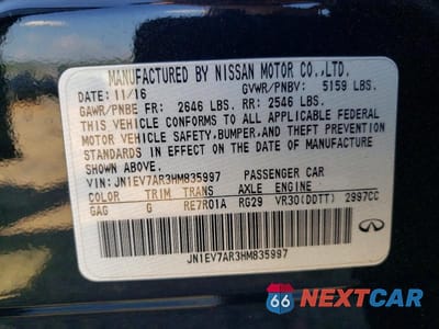 Zdjęcie 12 z 12 samochodu: 2017 INFINITI Q50 3.0T SPORT VIN:JN1EV7AR3HM835997 - miniatura
