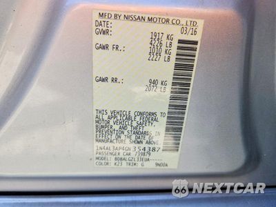 Zdjęcie 12 z 12 samochodu: 2016 NISSAN ALTIMA 2.5 S VIN:1N4AL3AP4GN354387 - miniatura