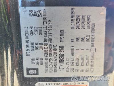 Zdjęcie 12 z 12 samochodu: 2016 GMC SIERRA C1500 SLE VIN:1GTN1MEC8GZ121510 - miniatura