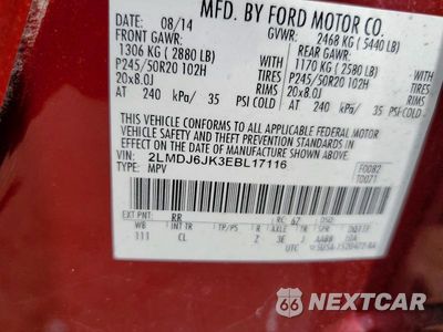 Zdjęcie 13 z 13 samochodu: 2014 LINCOLN MKX VIN:2LMDJ6JK3EBL17116 - miniatura