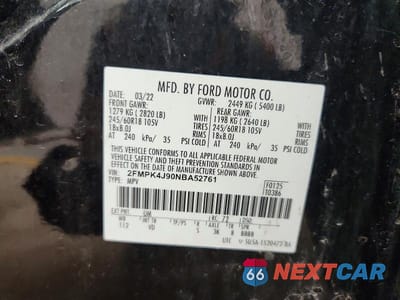 Zdjęcie 13 z 13 samochodu: 2022 FORD EDGE SEL VIN:2FMPK4J90NBA52761 - miniatura