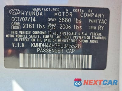 Zdjęcie 12 z 12 samochodu: 2015 HYUNDAI ELANTRA SPORT VIN:KMHDH4AH7FU345528 - miniatura