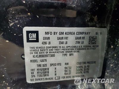 Zdjęcie 13 z 13 samochodu: 2014 BUICK ENCORE CONVENIENCE VIN:KL4CJBSB2EB773000 - miniatura