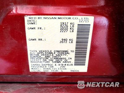 Zdjęcie 12 z 12 samochodu: 2016 NISSAN ALTIMA 2.5 SL VIN:1N4AL3AP9GC139468 - miniatura