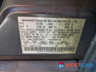 Zdjęcie 12 z 12 samochodu: 2006 NISSAN ALTIMA 2.5 VIN:1N4AL11D06C204278 - miniatura