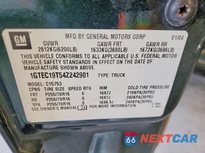 Zdjęcie 12 z 12 samochodu: 2004 GMC NEW SIERRA C1500 VIN:1GTEC19T54Z242901 - miniatura