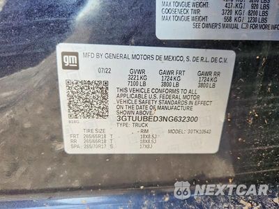 Zdjęcie 12 z 12 samochodu: 2022 GMC SIERRA K1500 SLE VIN:3GTUUBED3NG632300 - miniatura