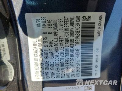 Zdjęcie 13 z 13 samochodu: 2026 HONDA CIVIC SPORT VIN:2HGFE2F50TH586839 - miniatura