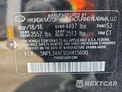 Zdjęcie 12 z 12 samochodu: 2016 HYUNDAI SONATA SPORT VIN:5NPE34AF9GH415600 - miniatura