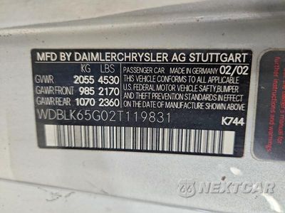 Zdjęcie 12 z 12 samochodu: 2002 MERCEDES-BENZ CLK 320 VIN:WDBLK65G02T119831 - miniatura