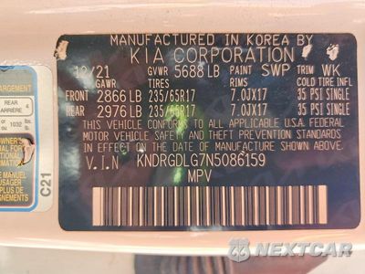Zdjęcie 13 z 13 samochodu: 2022 KIA SORENTO S VIN:KNDRGDLG7N5086159 - miniatura