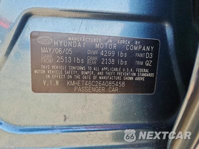 Zdjęcie 12 z 12 samochodu: 2006 HYUNDAI SONATA GL VIN:KMHET46C26A085458 - miniatura
