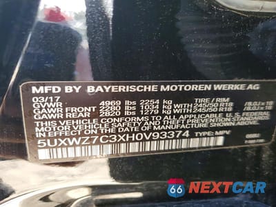 Zdjęcie 12 z 12 samochodu: 2017 BMW X3 SDRIVE28I VIN:5UXWZ7C3XH0V93374 - miniatura