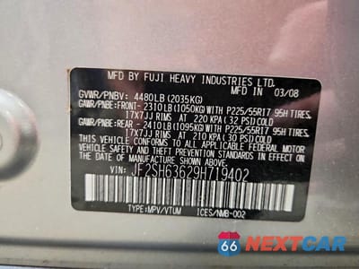 Zdjęcie 13 z 13 samochodu: 2009 SUBARU FORESTER VIN:JF2SH63629H719402 - miniatura