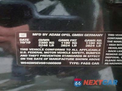 Zdjęcie 12 z 12 samochodu: 2011 BUICK REGAL CXL VIN:W04GW5EV8B1060808 - miniatura