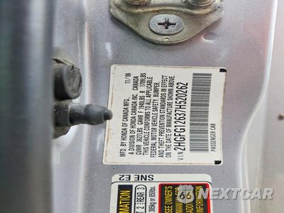 Zdjęcie 12 z 12 samochodu: 2007 HONDA CIVIC LX VIN:2HGFG12637H520262 - miniatura