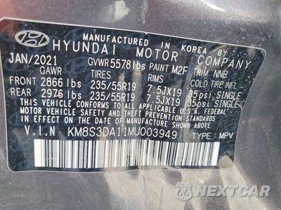 Zdjęcie 14 z 14 samochodu: 2021 HYUNDAI SANTA FE SEL PREMIUM VIN:KM8S3DA11MU003949 - miniatura