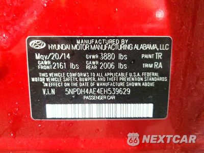 Zdjęcie 12 z 12 samochodu: 2014 HYUNDAI ELANTRA SE VIN:5NPDH4AE4EH539629 - miniatura
