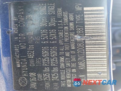 Zdjęcie 12 z 12 samochodu: 2008 HYUNDAI TUCSON SE VIN:KM8JN12D08U862887 - miniatura