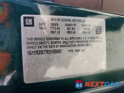 Zdjęcie 12 z 12 samochodu: 2014 CHEVROLET CORVETTE STINGRAY 3LT VIN:1G1YE2D77E5105807 - miniatura