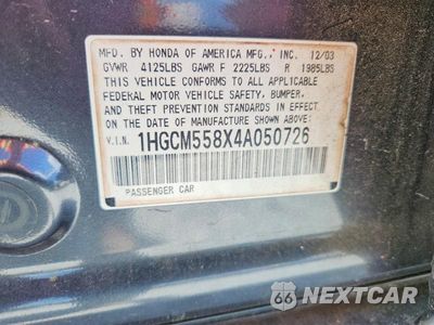 Zdjęcie 12 z 12 samochodu: 2004 HONDA ACCORD EX VIN:1HGCM558X4A050726 - miniatura