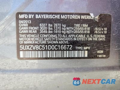 Zdjęcie 13 z 13 samochodu: 2013 BMW X5 XDRIVE50I VIN:5UXZV8C51D0C16672 - miniatura