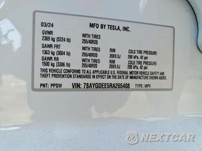Zdjęcie 12 z 12 samochodu: 2024 TESLA MODEL Y VIN:7SAYGDEE5RA265408 - miniatura