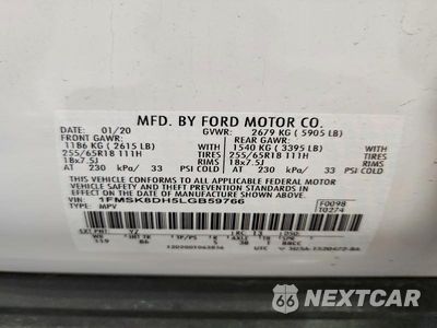 Zdjęcie 12 z 12 samochodu: 2020 FORD EXPLORER XLT VIN:1FMSK8DH5LGB59766 - miniatura
