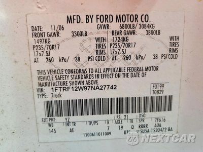 Zdjęcie 12 z 12 samochodu: 2007 FORD F150 VIN:1FTRF12W97NA27742 - miniatura