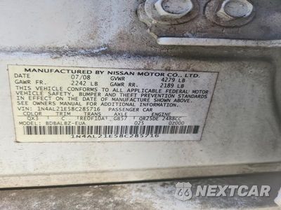 Zdjęcie 12 z 12 samochodu: 2008 NISSAN ALTIMA 2.5 VIN:1N4AL21E58C285716 - miniatura