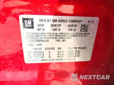 Zdjęcie 13 z 13 samochodu: 2015 CHEVROLET TRAX LTZ VIN:KL7CJTSB9FB064820 - miniatura