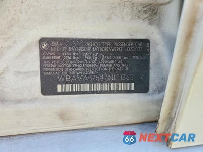 Zdjęcie 12 z 12 samochodu: 2007 BMW 328 I VIN:WBAVA37547NL11365 - miniatura