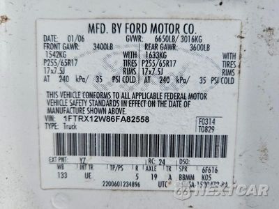 Zdjęcie 12 z 12 samochodu: 2006 FORD F150 VIN:1FTRX12W86FA82558 - miniatura