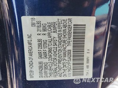 Zdjęcie 13 z 13 samochodu: 2018 HONDA ACCORD LX VIN:1HGCV1F15JA225838 - miniatura
