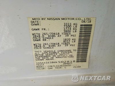 Zdjęcie 12 z 12 samochodu: 2019 NISSAN TITAN SV VIN:1N6AA1E58KN502818 - miniatura