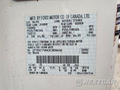Zdjęcie 12 z 12 samochodu: 2003 FORD F150 VIN:2FTRX17W63CB06646 - miniatura