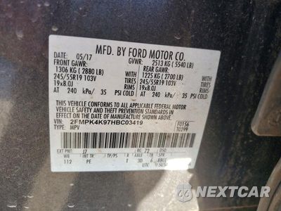 Zdjęcie 13 z 13 samochodu: 2017 FORD EDGE TITANIUM VIN:2FMPK4K97HBC03419 - miniatura
