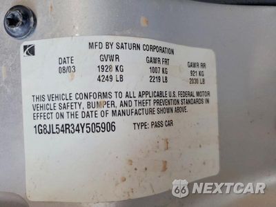 Zdjęcie 12 z 12 samochodu: 2004 SATURN L300 LEVEL 3 VIN:1G8JL54R34Y505906 - miniatura