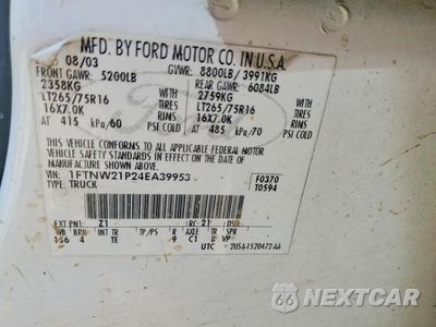 Zdjęcie 12 z 12 samochodu: 2004 FORD F250 SUPER DUTY VIN:1FTNW21P24EA39953 - miniatura