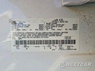 Zdjęcie 13 z 13 samochodu: 2013 LINCOLN MKX VIN:2LMDJ8JK4DBL37322 - miniatura
