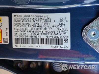 Zdjęcie 12 z 12 samochodu: 2025 HONDA CIVIC SPORT VIN:2HGFE4F85SH333102 - miniatura