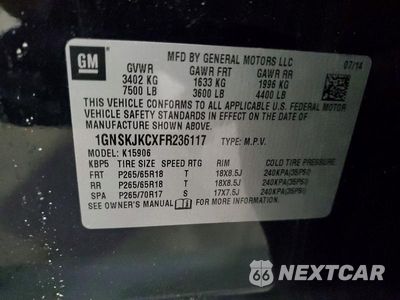 Zdjęcie 13 z 13 samochodu: 2015 CHEVROLET SUBURBAN K1500 LT VIN:1GNSKJKCXFR236117 - miniatura