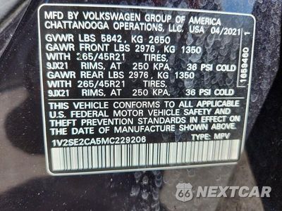 Zdjęcie 13 z 13 samochodu: 2021 VOLKSWAGEN ATLAS CROSS SPORT SEL R-LINE VIN:1V2SE2CA5MC229206 - miniatura