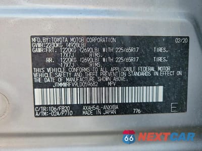 Zdjęcie 14 z 14 samochodu: 2020 TOYOTA RAV4 LE VIN:JTMMWRFV9LD059682 - miniatura