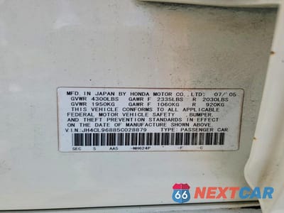 Zdjęcie 12 z 12 samochodu: 2005 ACURA TSX VIN:JH4CL96885C028879 - miniatura
